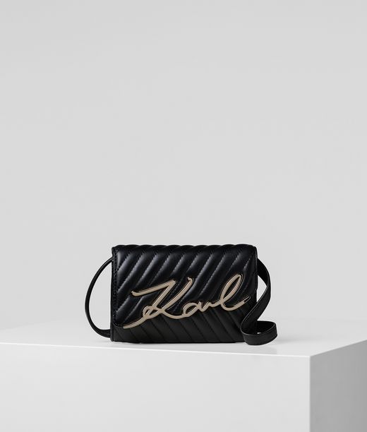 Woman K/signature Stitch Waist Bag Black/gold 100% Lambskin - Size: OneSize