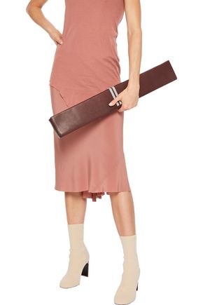 Rick Owens Quiver Striped Leather Clutch In Burgundy