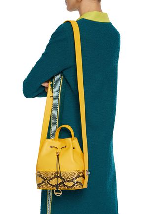 Emilio Pucci Bonita Elaphe-paneled Leather Bucket Bag In Yellow