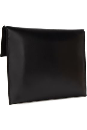 Marni Glossed-leather Clutch In Black