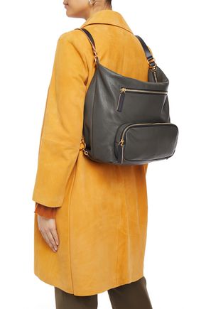 Marni Convertible Pebbled-leather Backpack In Charcoal