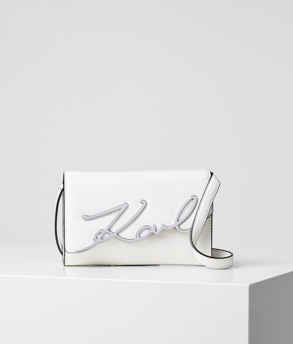 Karl Lagerfeld Donna K/signature Marsupio Bianco 100% Pelle Bovina, Taglia: OneSize