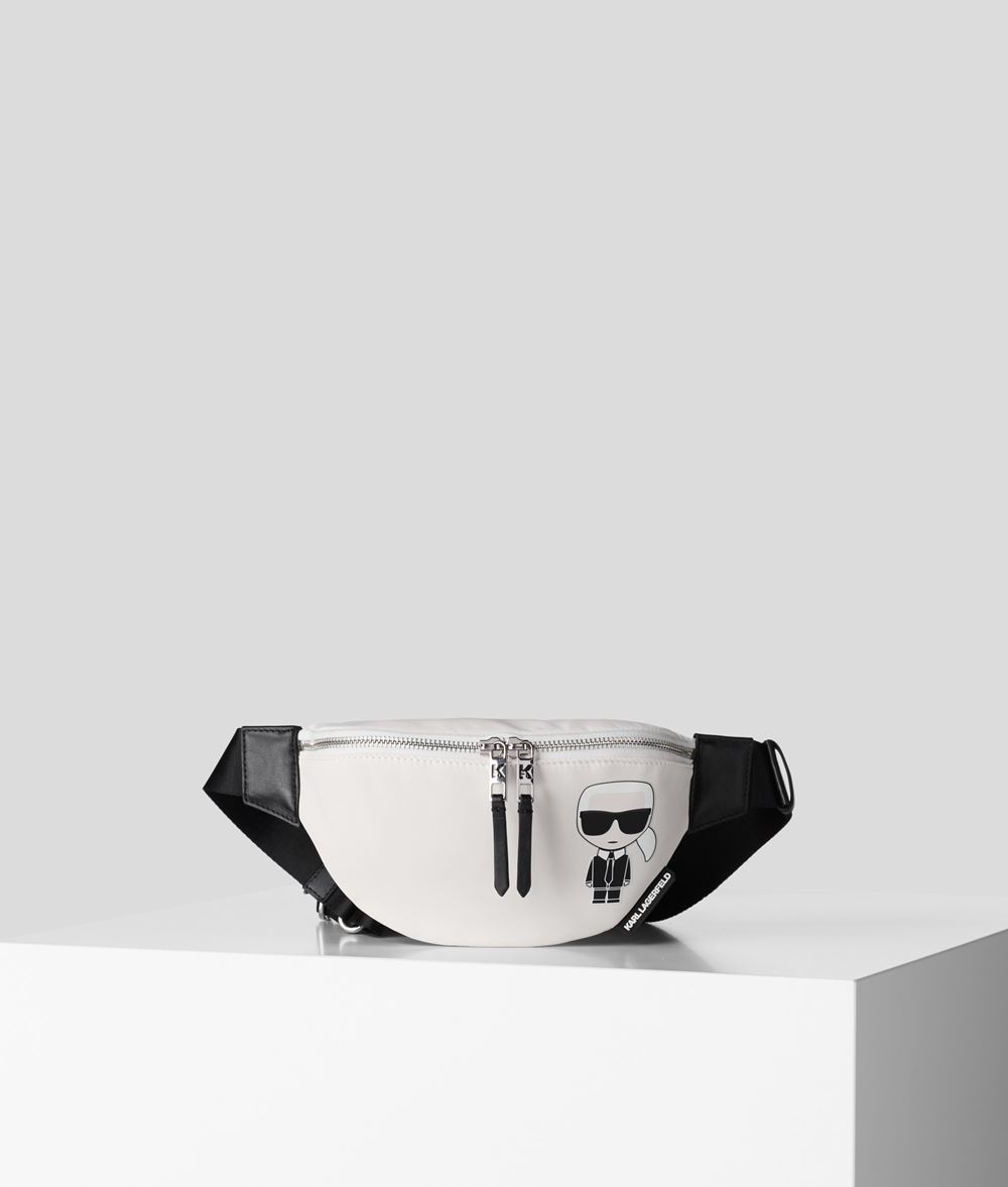 Karl Lagerfeld Damen K/ikonik Gürteltasche Weiss 72% Polyamid, 28% Kalbsleder, Größe: OneSize