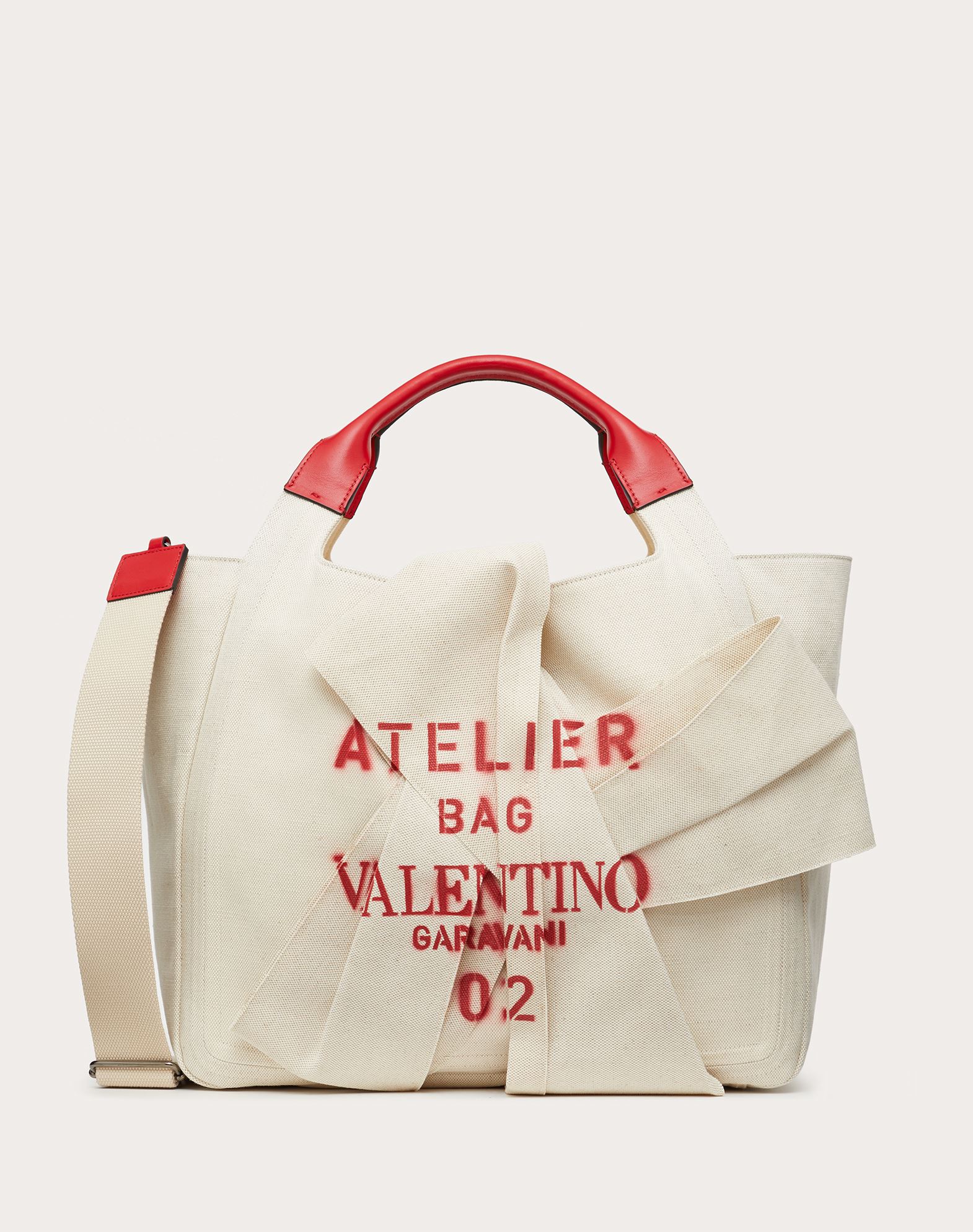 Valentino Garavani Large 02 Bow Edition Atelier Canvas Tote Bag In ...