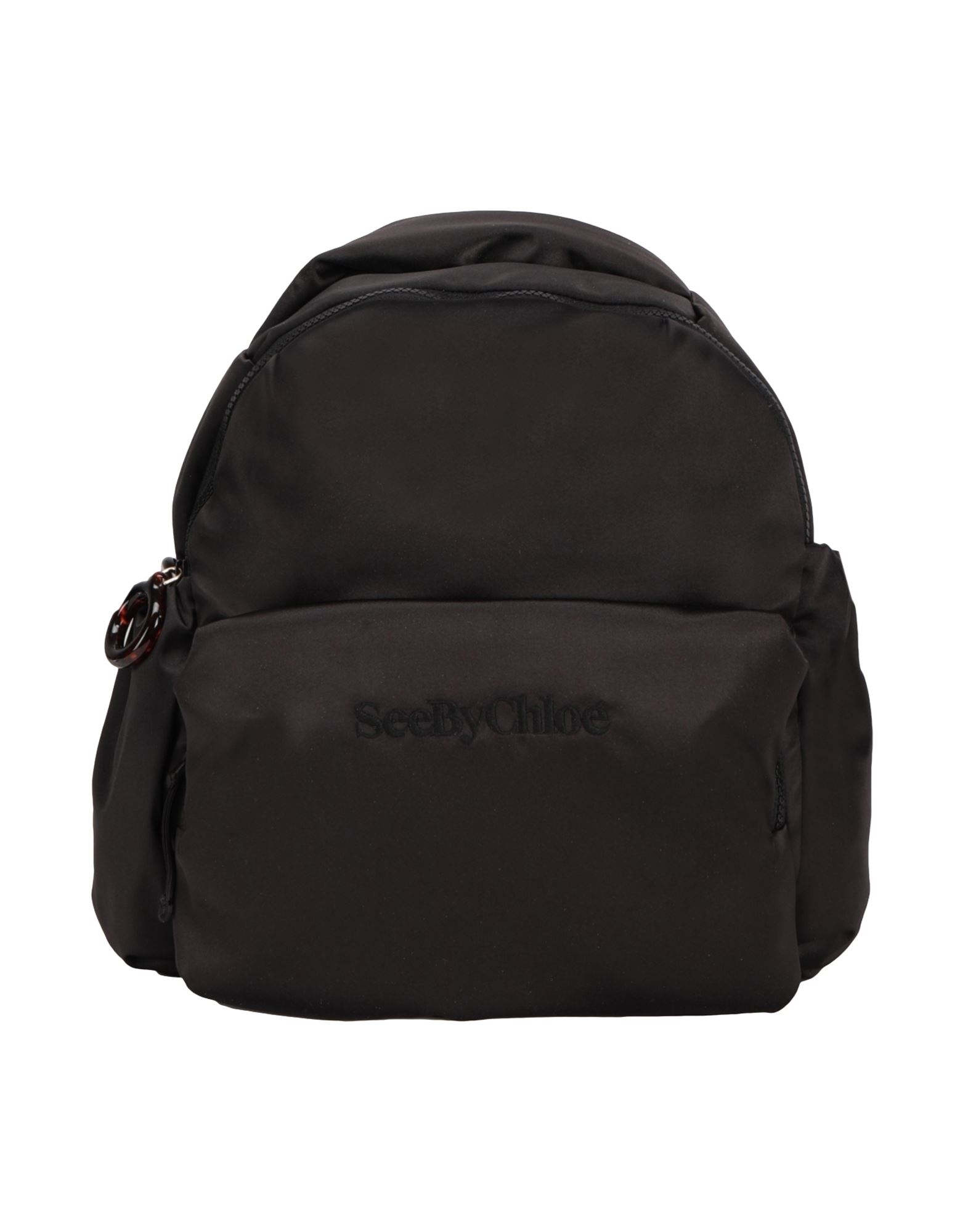 Black Fabric Backpack With String Details