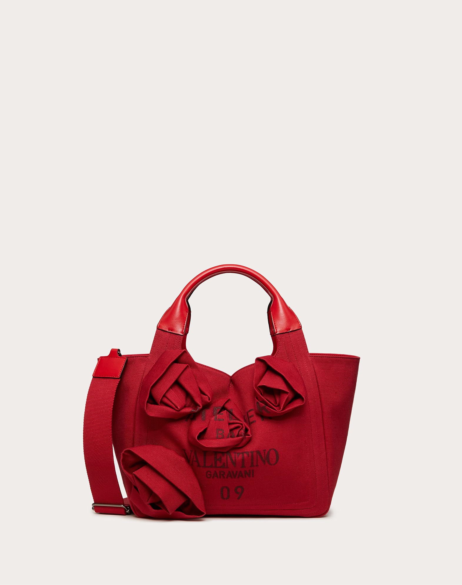 medium valentino garavani 09 rose blossom edition atelier tote bag in canvas for woman valentino online boutique