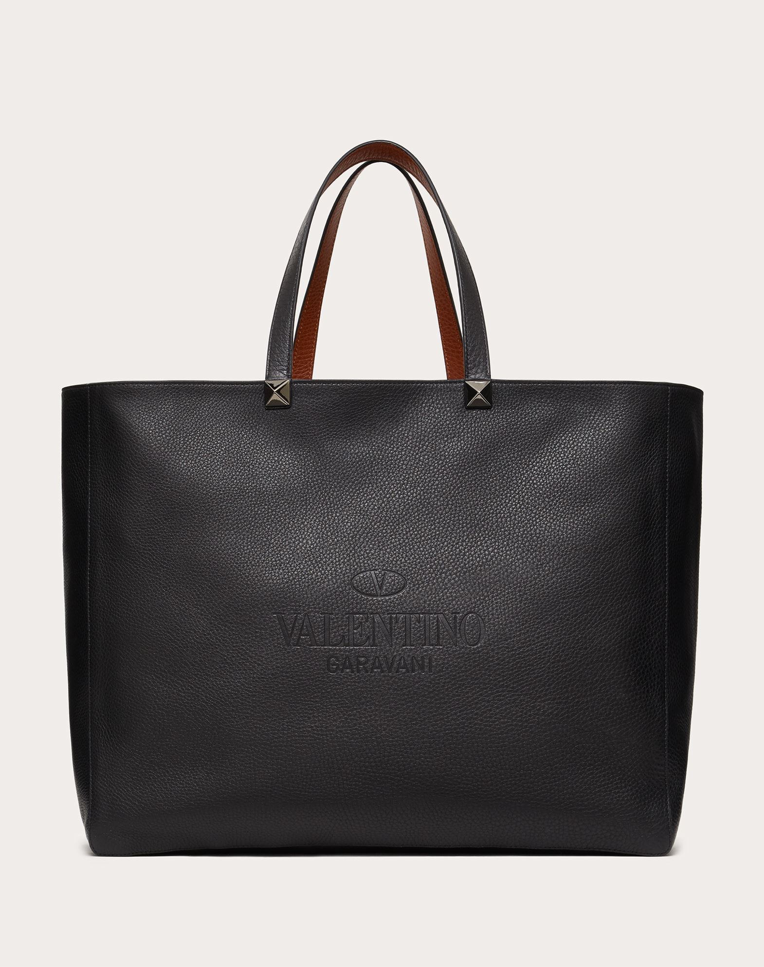 Valentino Garavani Uomo Identity Reversible Leather Tote Bag In Black ...