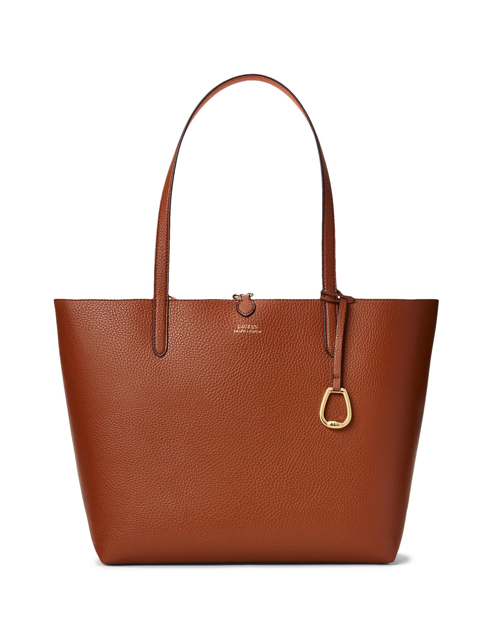 Shop Lauren Ralph Lauren Faux-leather Reversible Tote Woman Shoulder Bag Brown Size - Polyurethane