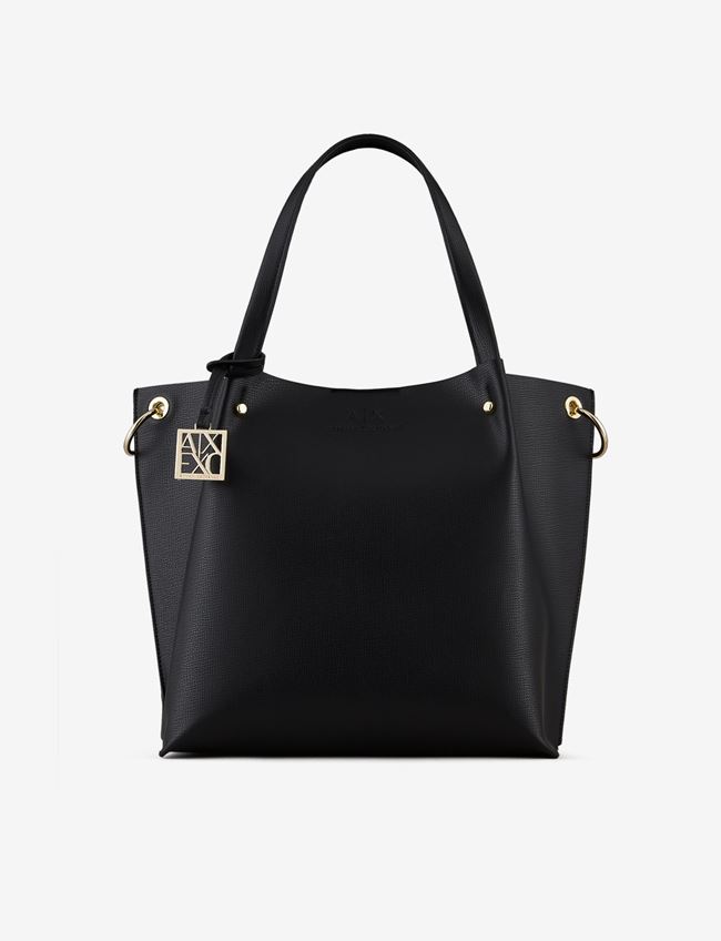 Armani Exchange Tote Nero Poliuretano, Poliestere