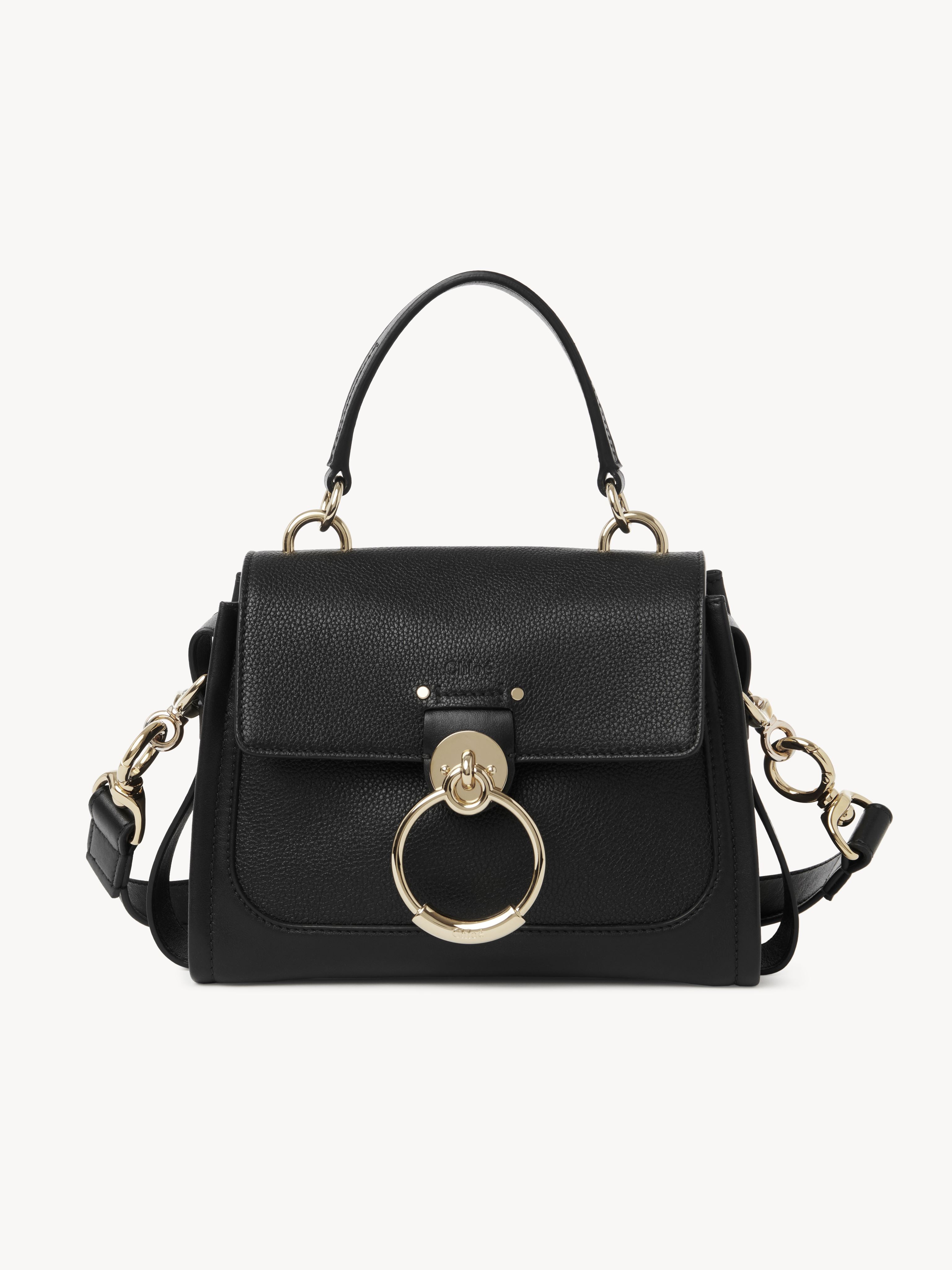 Shop Chloé Mini Tess Day Bag In Grained & Soft Leather Black Size Onesize 100% Calf-skin Leather