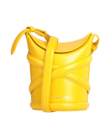 Alexander Mcqueen Woman's  The Curve Satchel  Yellow Leather Crossbody Bag In Yellow