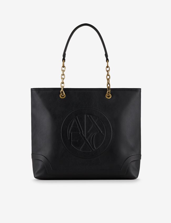 Armani Exchange Tote Nero Poliestere, Spalmato Poliuretano