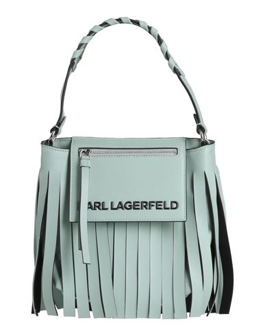 Karl Lagerfeld K/fringe Mini Hobo Woman Handbag Sage Green Size - Polyurethane, Cotton