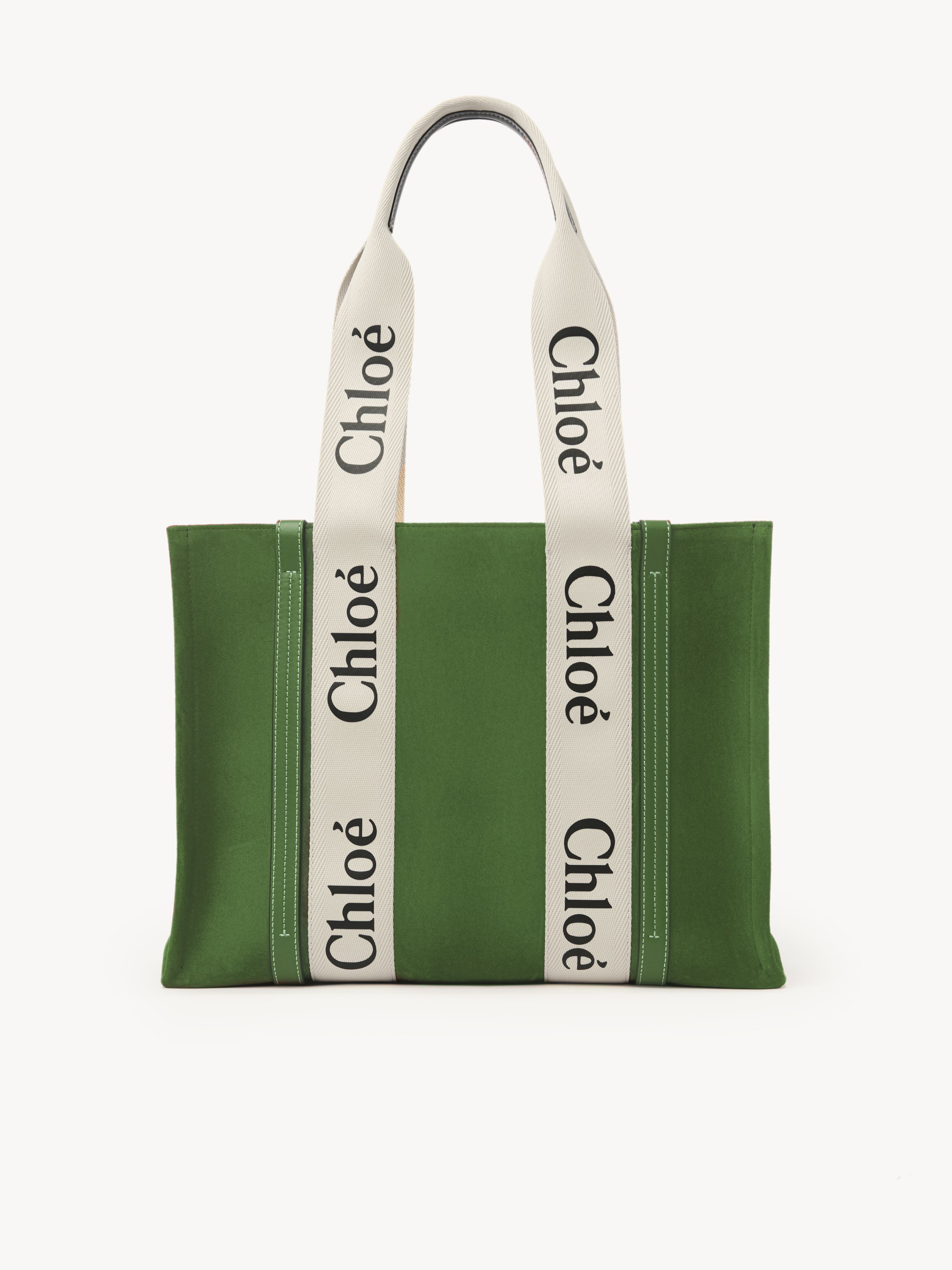 CHLOÉ Medium Woody tote bag Women's BRIGHT GREEN Size OneSize 100% Calf-skin leather