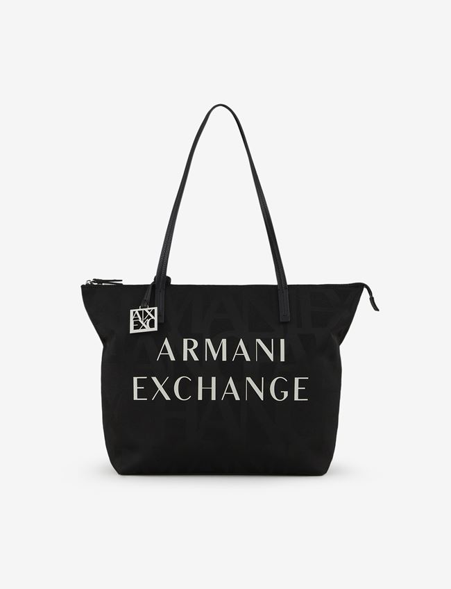 Armani Exchange Tote Nero Poliestere, Cotone