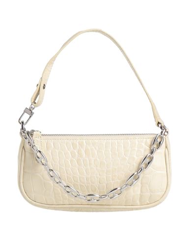 By Far Mini Rachel Cream Croco Leather Handbag In White