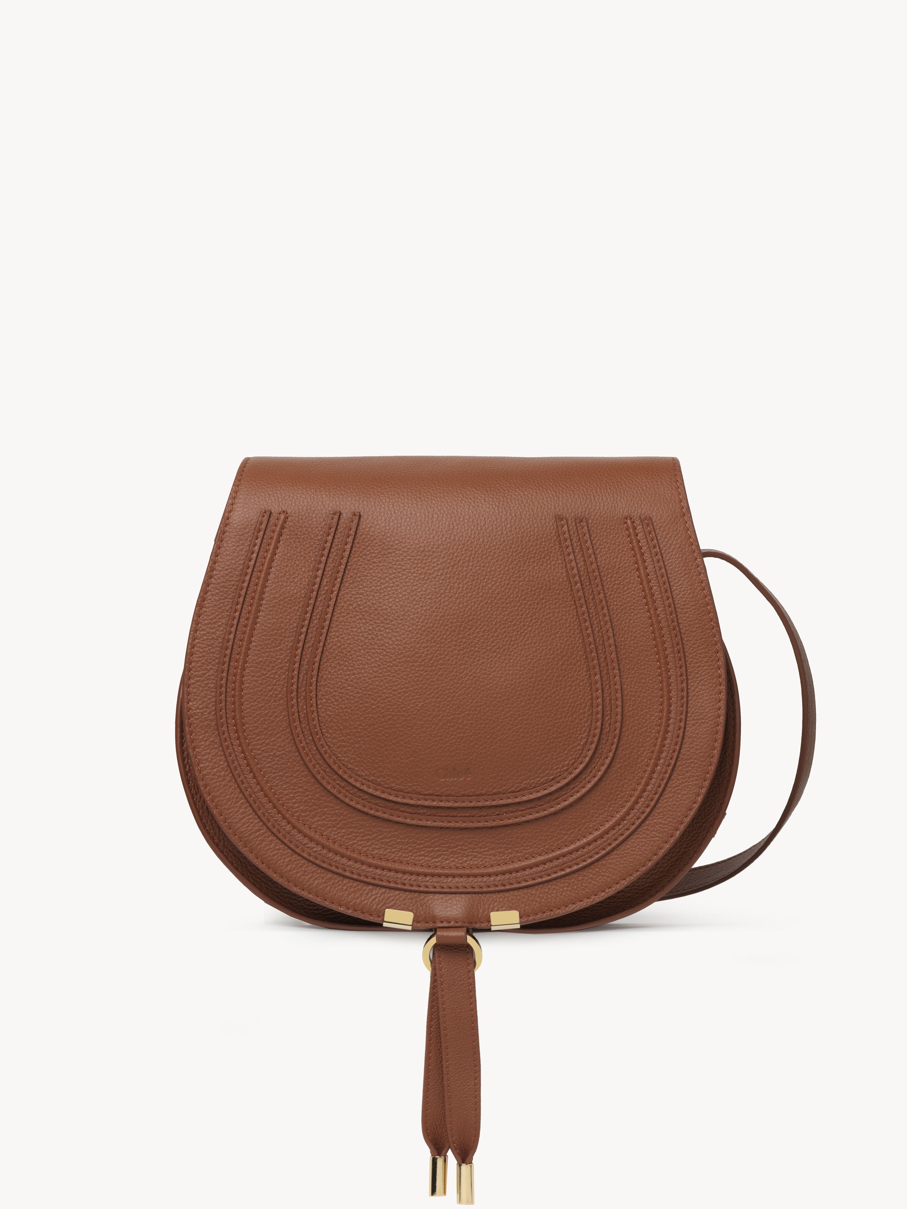 Chloé Marcie Saddle Bag Grained Leather Brown Size Onesize 100% Calf-skin Leather In Brun