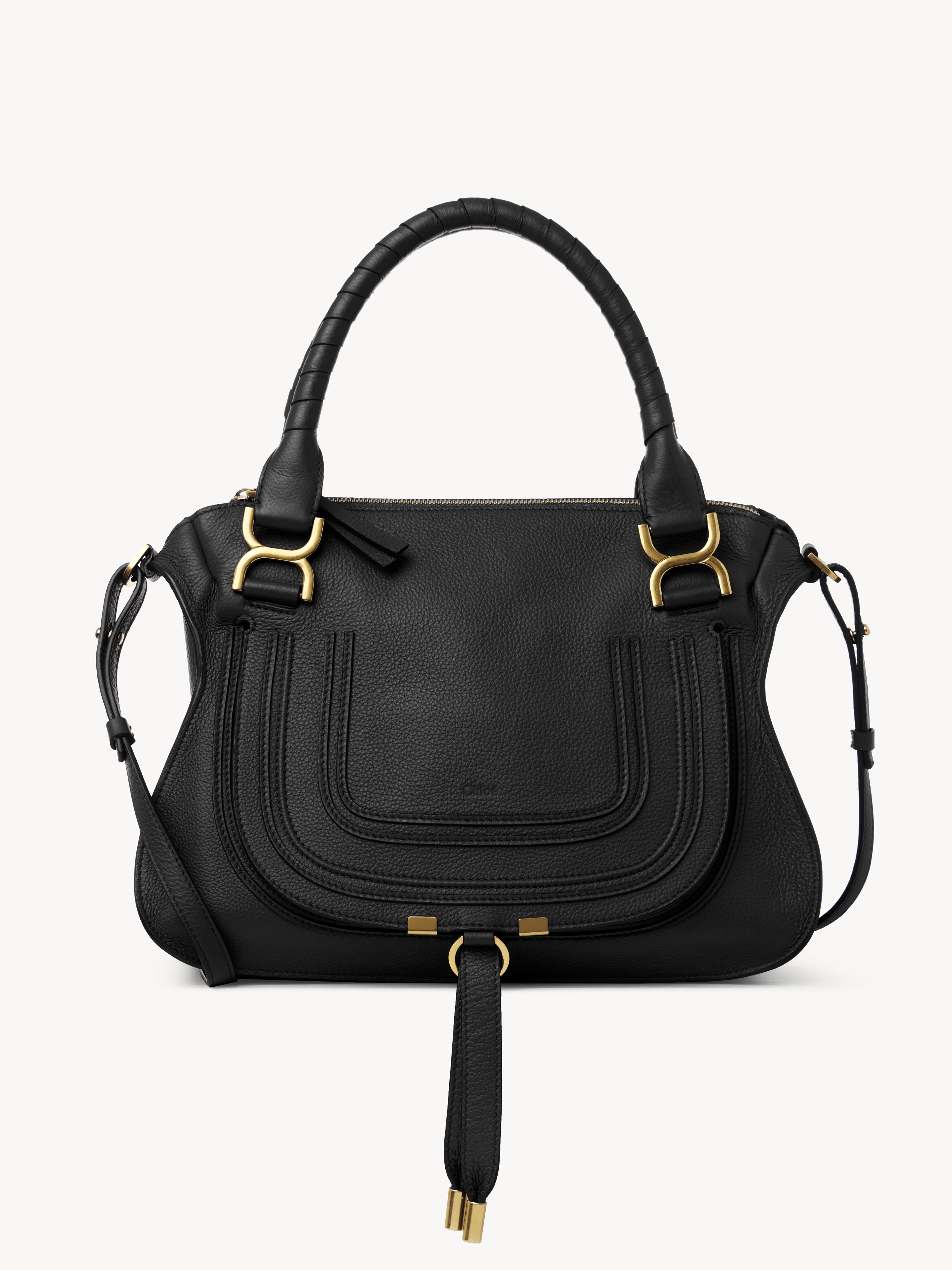 Chloé Marcie Bag In Grained Leather Black Size Onesize 100% Calf-skin Leather In Noir