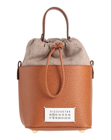 Maison Margiela Woman Handbag Camel Size - Bovine Leather, Cotton, Polyester, Brass, Zinc In Brown