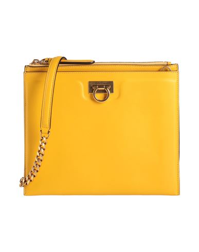 Shop Ferragamo Woman Cross-body Bag Ocher Size - Soft Leather, Nickel, Brass In Yellow