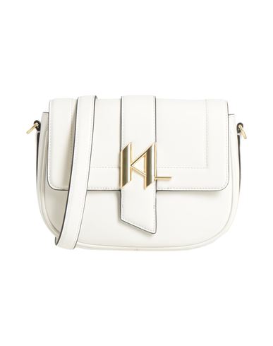 Shop Karl Lagerfeld K/saddle Medium Woman Cross-body Bag Off White Size - Bovine Leather