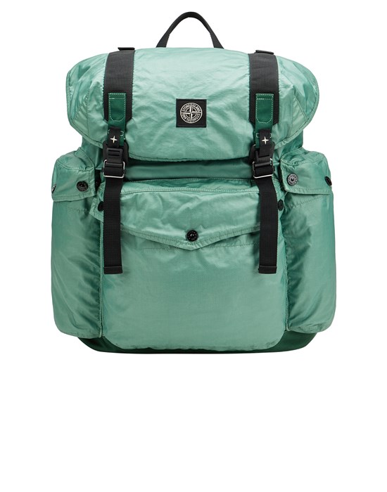 Sold out - STONE ISLAND 90370 MUSSOLA GOMMATA CANVAS Sac à dos Homme Vert sauge