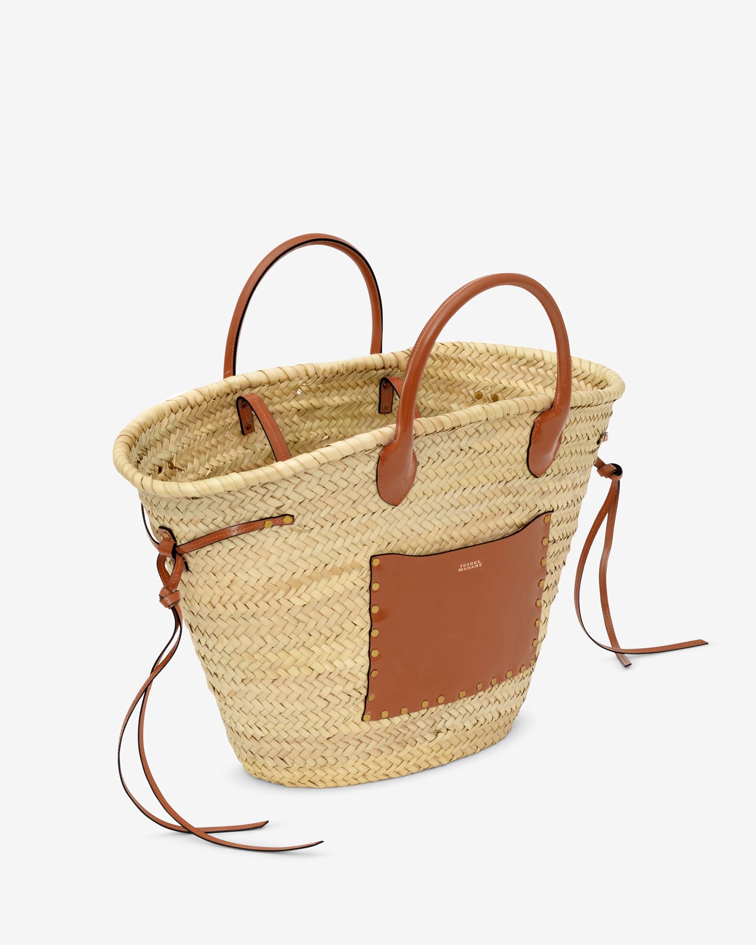 Shop Isabel Marant Cadix Raffia And Leather Basket Bag In Orange