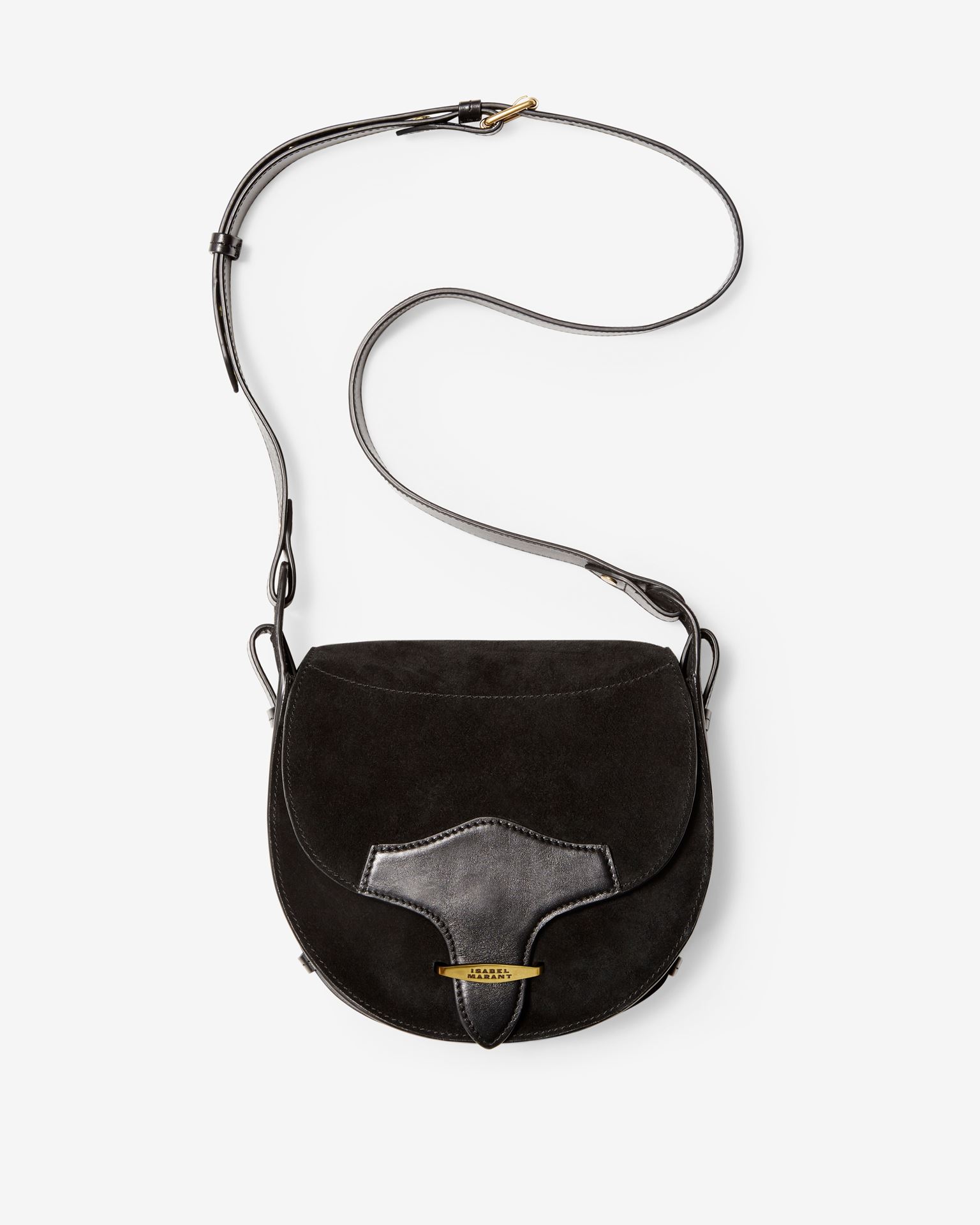 Shop Isabel Marant Botsy Small Satchel Suede Leather Bag In Black