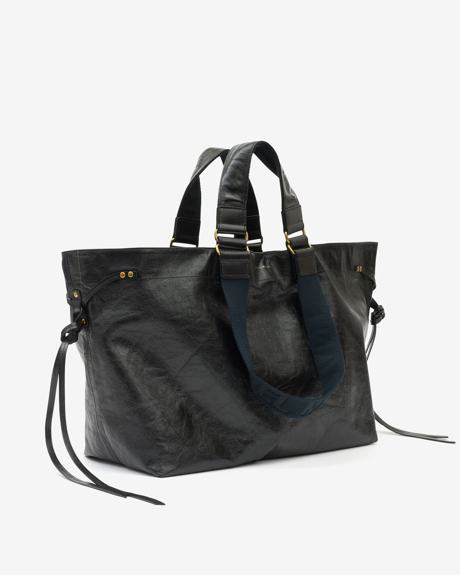 Isabel Marant Wardy Crinkled-leather Tote In Black