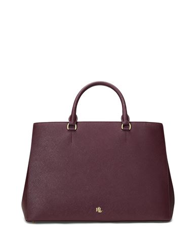 Lauren Ralph Lauren Crosshatch Leather Large Hanna Satchel Woman Handbag Deep Purple Size - Bovine L