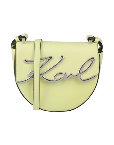 Shop Karl Lagerfeld K/signature Sm Saddle Bag Woman Cross-body Bag Light Green Size - Bovine Leather