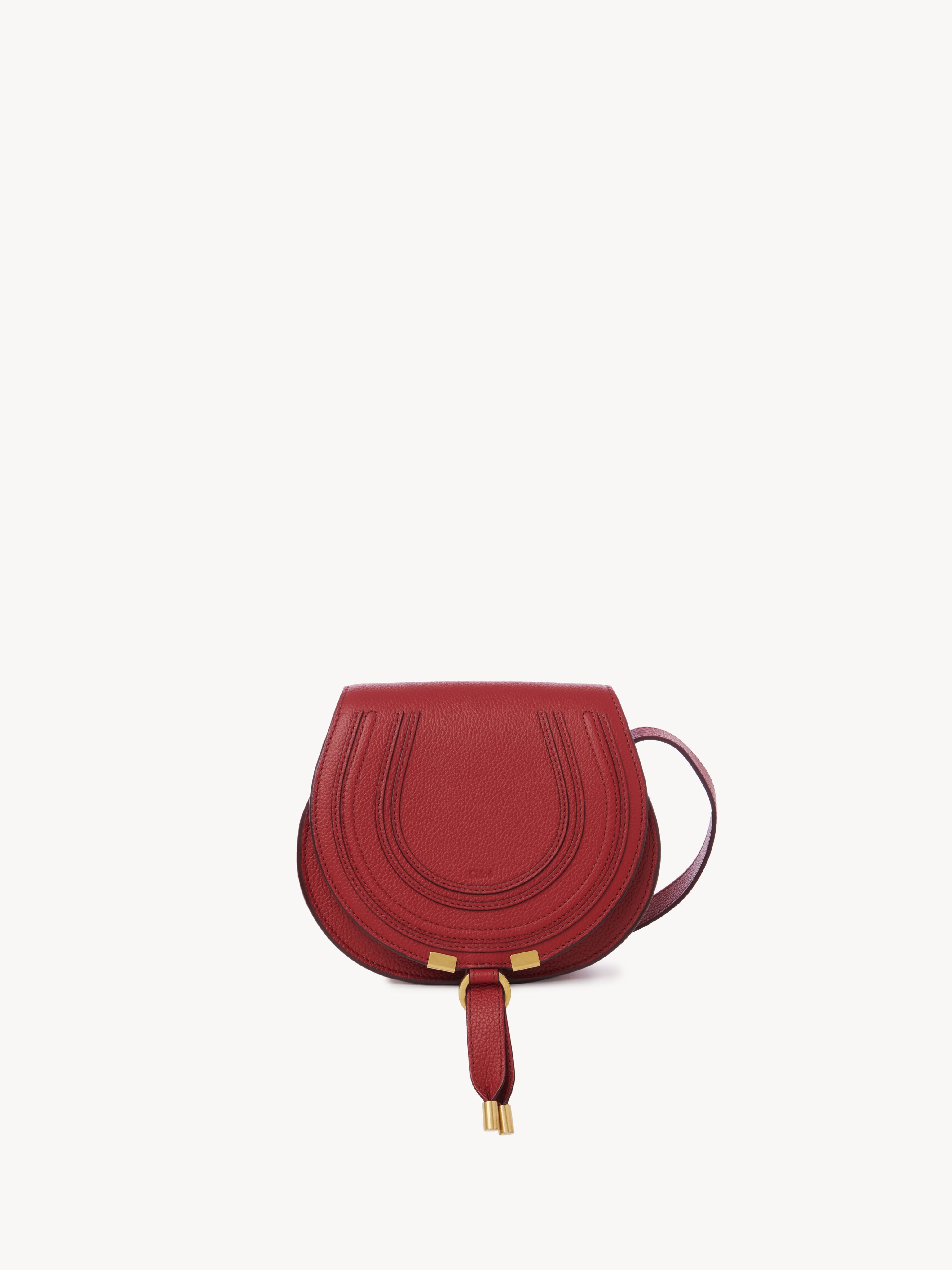 Chloé Marcie Small Saddle Bag Pink Size Onesize 100% Calf-skin Leather In Red