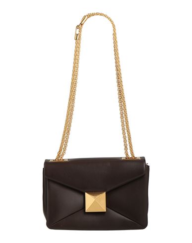Shop Valentino Garavani Woman Shoulder Bag Dark Brown Size - Soft Leather