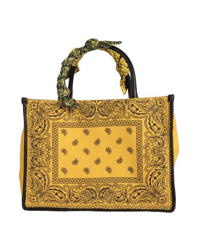 Anita Bilardi Woman Handbag Yellow Size - Linen, Calfskin