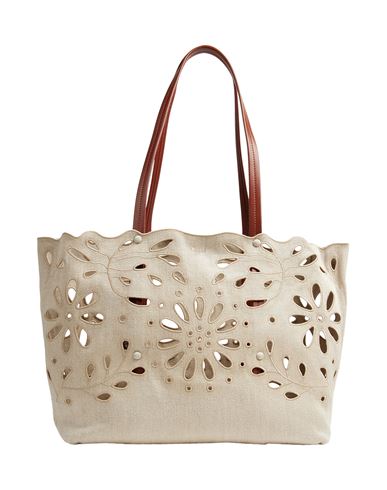 Chloé Woman Shoulder Bag Beige Size - Leather, Linen