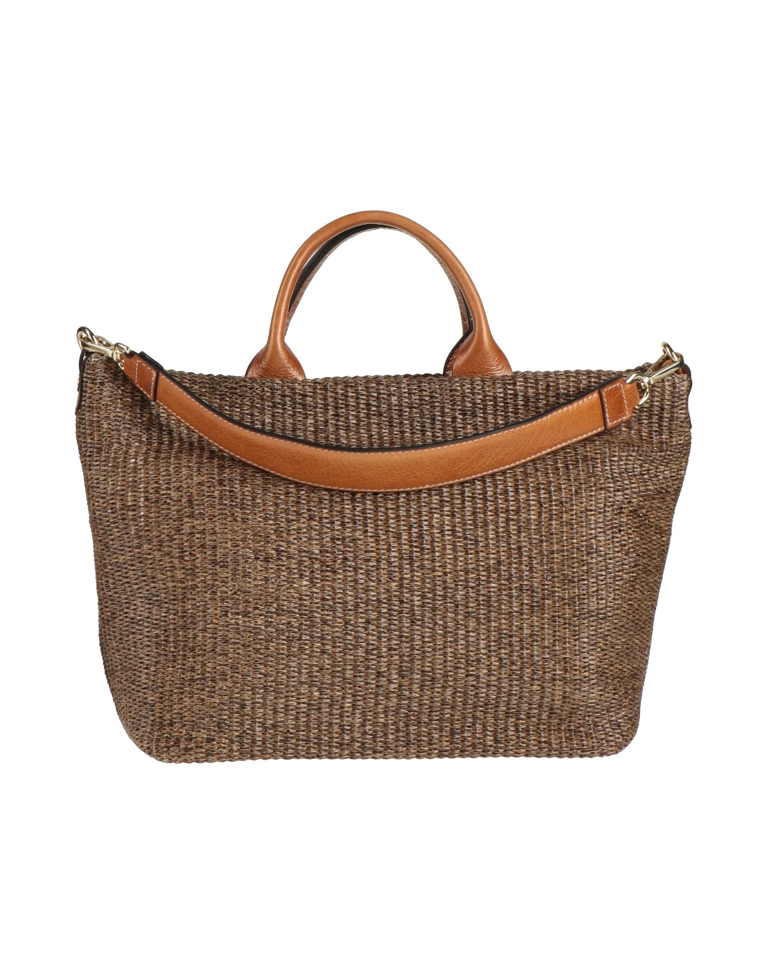 Innue' Woman Handbag Cocoa Size - Bovine Leather, Straw In Brown