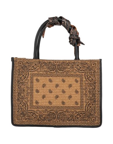 Anita Bilardi Woman Handbag Camel Size - Cotton, Polyamide, Calfskin In Beige