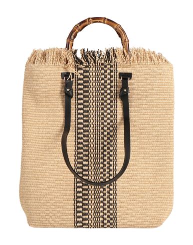 Anita Bilardi Woman Handbag Beige Size - Polyamide, Cotton, Calfskin, Bamboo