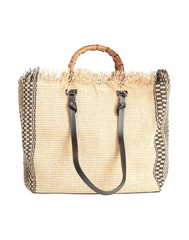 Anita Bilardi Woman Handbag Beige Size - Polyamide, Calfskin, Bamboo