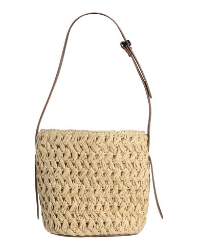 Shop Anita Bilardi Woman Handbag Sand Size - Paper, Synthetic Raffia, Calfskin In Beige