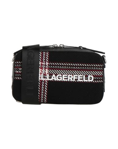 Shop Karl Lagerfeld Woman Cross-body Bag Black Size - Bovine Leather, Cotton, Wool, Polyamide