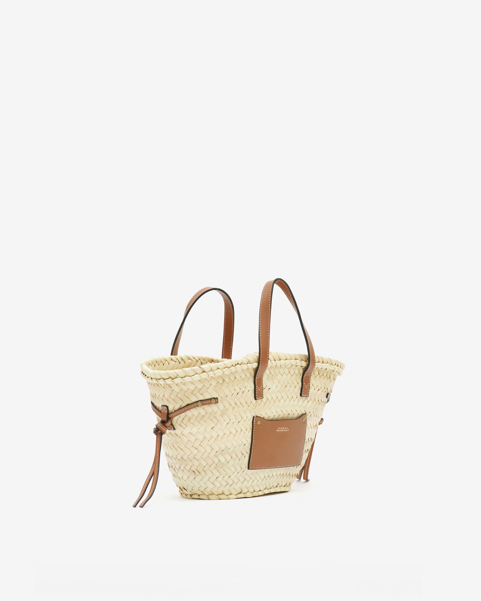 Isabel Marant Cadix Mini Raffia And Leather Basket Bag In Orange