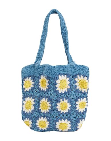 8 By Yoox Organic Cotton Crochet Handbag Woman Handbag Slate Blue Size - Recycled Cotton