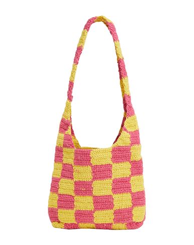 8 By Yoox Woven Check Crochet Handbag Woman Shoulder Bag Fuchsia Size - Recycled Cotton In Pink