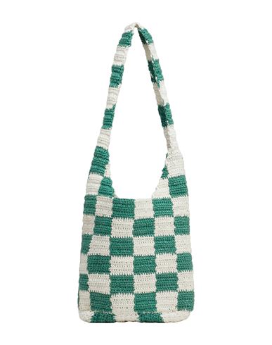 8 By Yoox Woven Check Crochet Handbag Woman Shoulder Bag White Size - Recycled Cotton