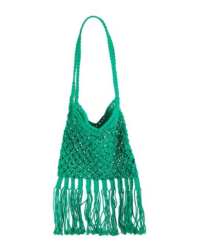 Pieces Woman Shoulder Bag Green Size - Polyester, Cotton