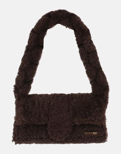 Jacquemus Woman Shoulder Bag Black Size - Shearling In Brown