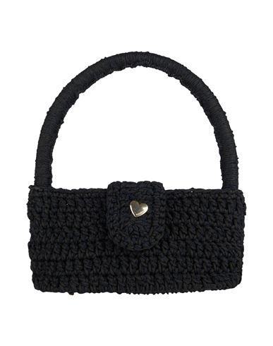 Shop Marco Rambaldi Woman Handbag Black Size - Cotton, Linen, Elastane