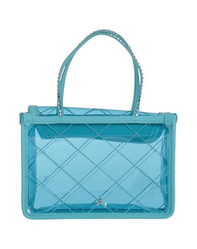 Amina Muaddi Woman Handbag Azure Size - Pvc - Polyvinyl Chloride, Textile Fibers In Blue
