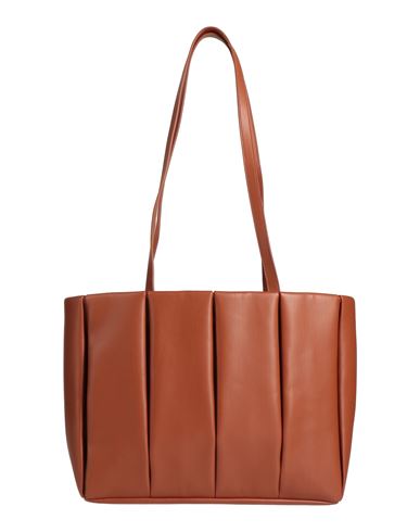 Shop Themoirè Woman Shoulder Bag Tan Size - Recycled Polyurethane In Brown